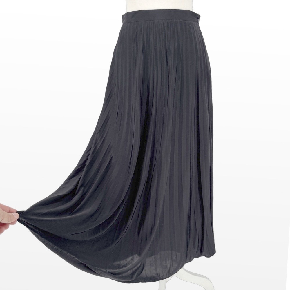 Massimo Dutti Maxi Skirt Womens S Black Pleated Minimalist Dark Academia Elegant